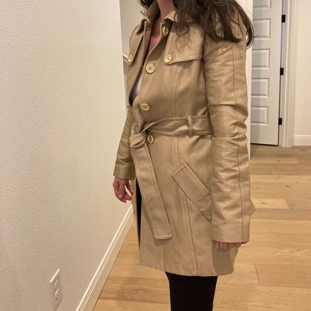 Juicy Couture Belted Khaki Trench Coat Size S EUC